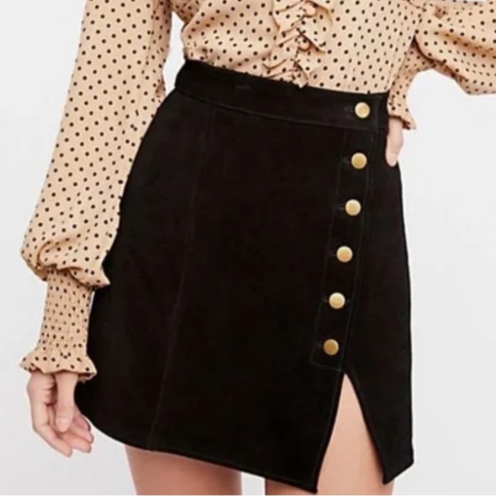 Understated Leather Black Suede Mini Skirt - Western Skirt